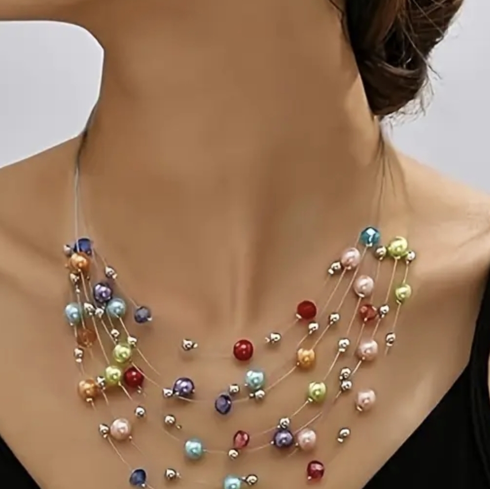 3 Set Bohemian Necklace Earrings Set - Bohemian style Necklace & Beaded necklace - Picture 4 of 6